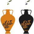 Amphora with image of olive branch and natural olives