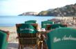 Empty idyllic seaside cafe