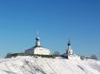 Winter landscape with church