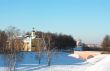 Winter landscape with church
