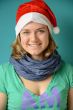 Laughing young Woman with Santa Hat