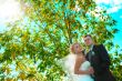 Bride and groom of blue sky