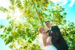 Bride and groom of blue sky