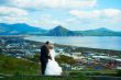 Bride and groom of blue sky