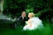 Bride and groom at the park