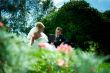 Bride and groom at the park