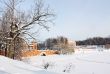Old time manor in the winter morning