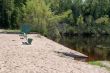 Beach on the shore of the pond.