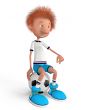 the football player on training