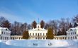 White old time palace in winter 