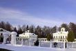 White old time palace in winter 