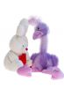 Toy teddy bear, ostrich and rabbit together.