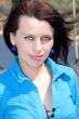 portrait of brunette women with blue eyes