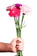 Man gives a bouquet of flowers