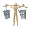 Carrying Silver Buckets Balanced on a Pole 