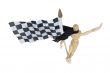 Wearing Scarf Holding Checkered Flag