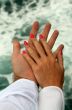 Men`s and Women`s tanned hands