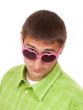 Portrait of a Man in pink sunglasses funny