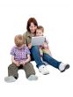 mother with two sons and Tablet Computer