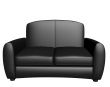 3D Black leather sofa on a white background