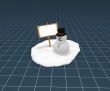 snowman and blank sign