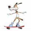 Dog on a skateboard.