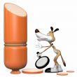 Dog with sausage. illustration.
