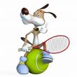 Illustration on a subject a dog the tennis player.
