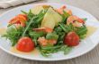 Spicy salad of arugula with cherry tomatoes and shrimp