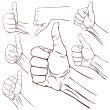 Set of seven hands
