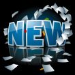 `New` logo with paper whirlwind around it