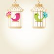 Cute  love birds in birdcage