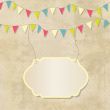 Vintage frame with birthday bunting flags