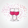Love drink ,with two wine glasses and hearts