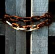 Rusty chains on wood