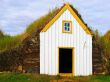 Traditional Iceland turf roof house