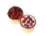 Berries raspberries and yoghurt in clay mugs on a white background