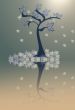 Abstraction  tree with leaves  on a yellow-grey background