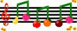 Fruit as notes on a musical figure