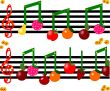 Fruit as notes on a musical figure