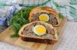 Meatloaf with egg and greens in the test