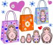 Shopping bags with the Russian nest-dolls, by flowers and hearts
