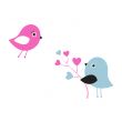 Cute greetings card with birds on a swing