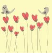Cute greetings card with birds on a swing