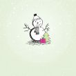 Cute vintage christmas card with snowman