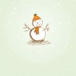 Cute vintage christmas card with snowman