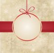 Vintage christmas card with red ball and snowflakes.