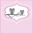 Two cute owls on the tree branch