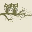 Two cute owls on the tree branch