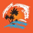Summer background with grunge beach palms